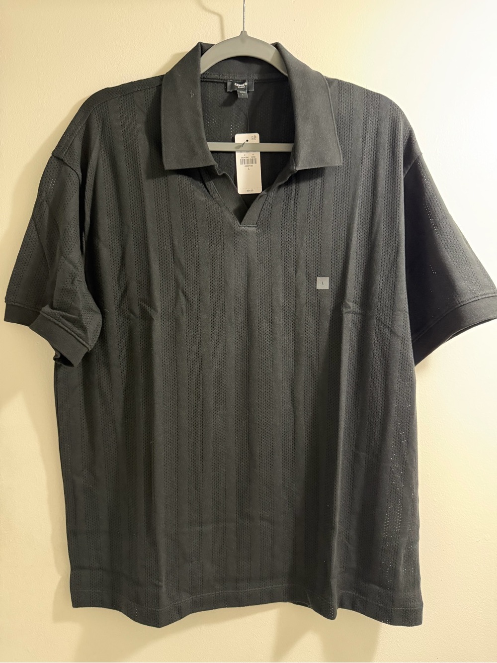 Express Men's Black Open-Collar Polo